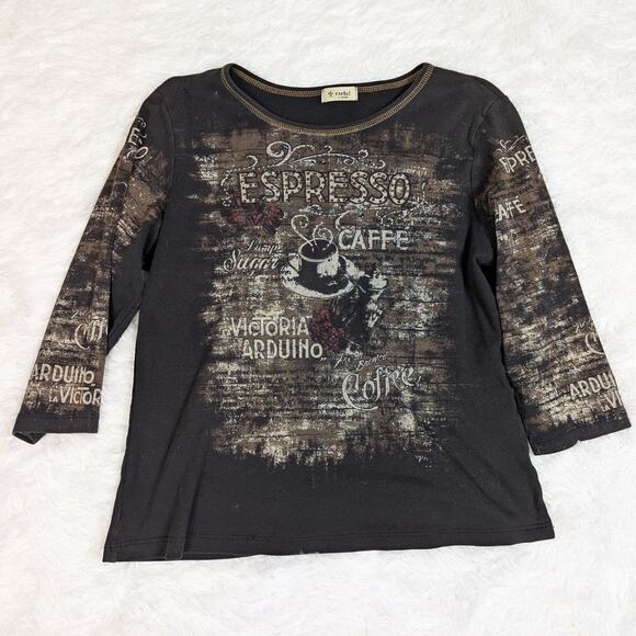 Y2K Vintage Bling Coquette Whimsygoth Tee T-Shirt Brown XL - Picture 6 of 9